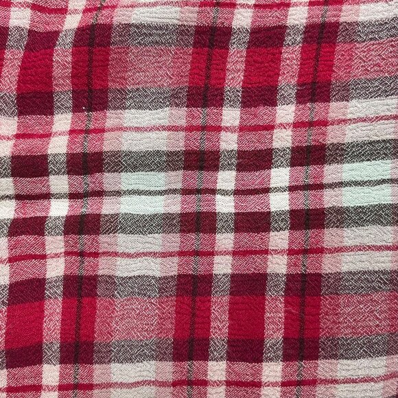 Lane Bryant Blouse Womens Size 20 Red Brown Plaid Back Tie Summer - Picture 5 of 8